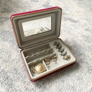 Vintage Red Velvet Jewelry Case